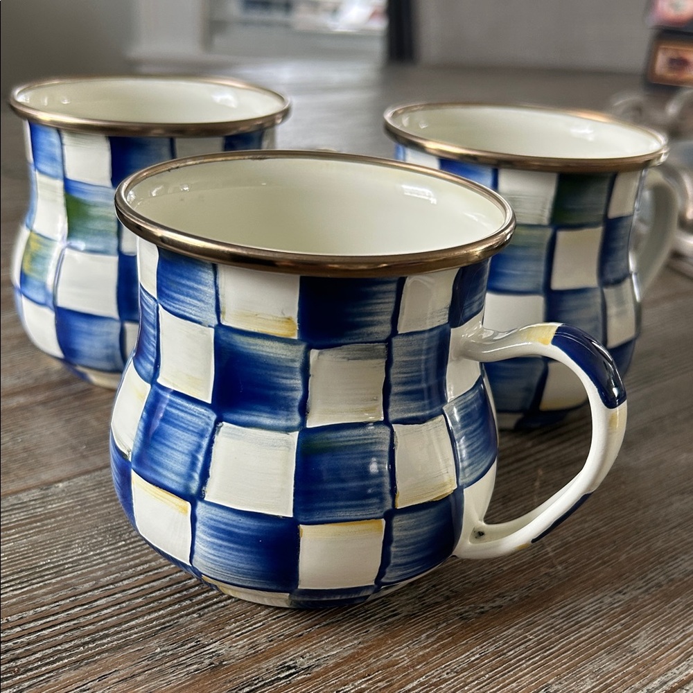 McKenzie Childs Royal Check Mugs